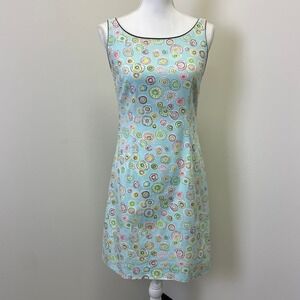 Becky & Max Blue Geometric Circle Print Sleeveless Sheath Dress Size 6